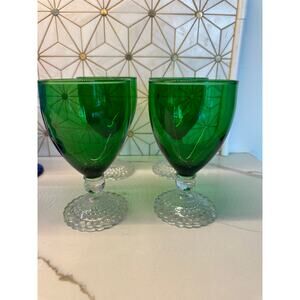 Anchor Hocking Bubble Green Foot Water Goblet | Set of 4